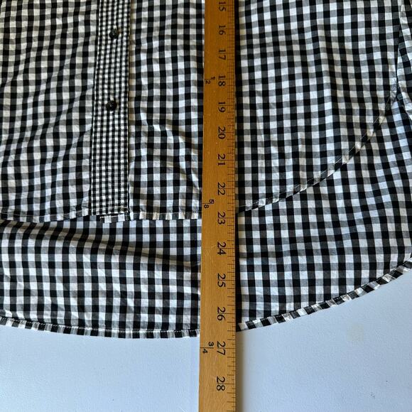 Madewell Top Women Extra Small Black Check Gingham Play Button Down Short Sleeve - Picture 11 of 12